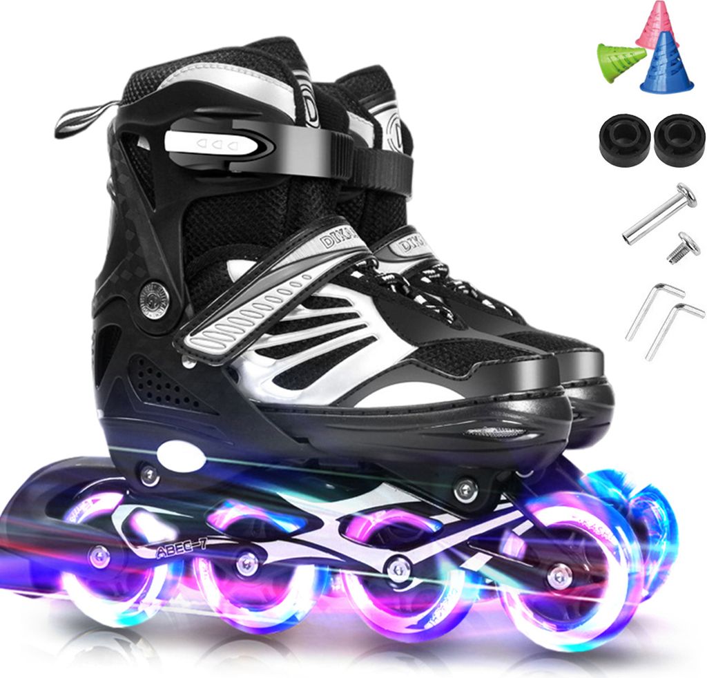 Lixada Inline Skates Kinder Vestellbare Inliner Rollschuhe Geschenk für Kinder Teenager,Jungen Mädchen Anfänger Damen Herren,Größe M:34-37