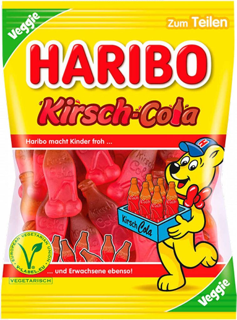 Haribo Kirsch Cola veggie Flaschen mit Kirsch Cola Produktbild 