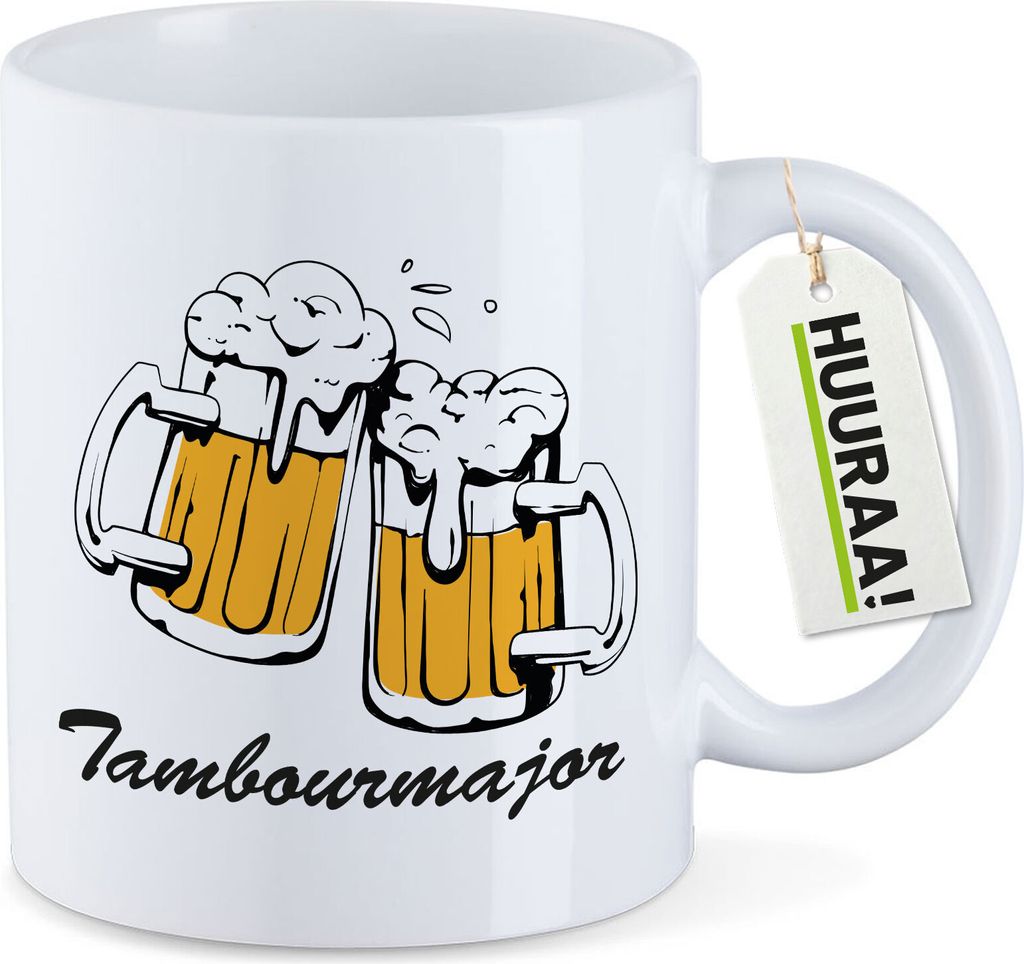 Huuraa Kaffeetasse Tambourmajor Spielmannszug 330ml Weiß Keramik Kaffeebecher Geschenkidee