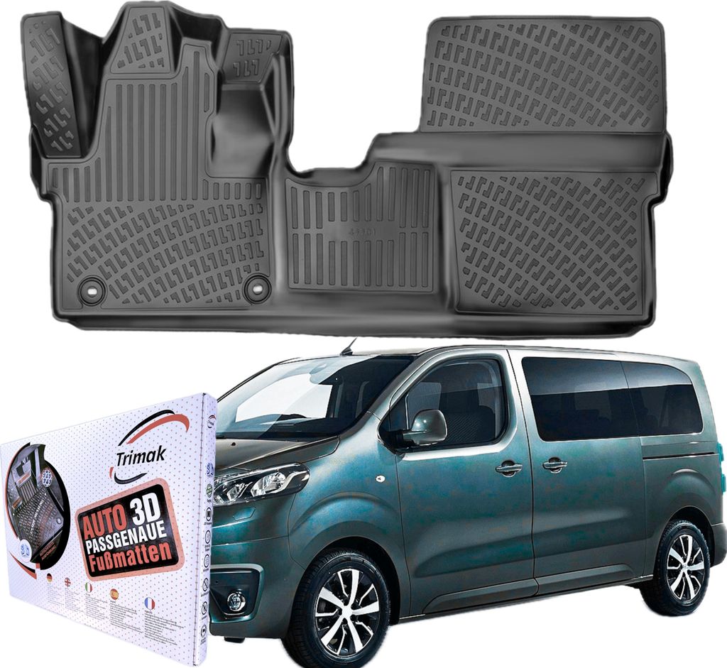 Trimak Autofußmatten kompatibel mit Toyota Proace Verso ab 2016 Auto Allwetter Gummimatten