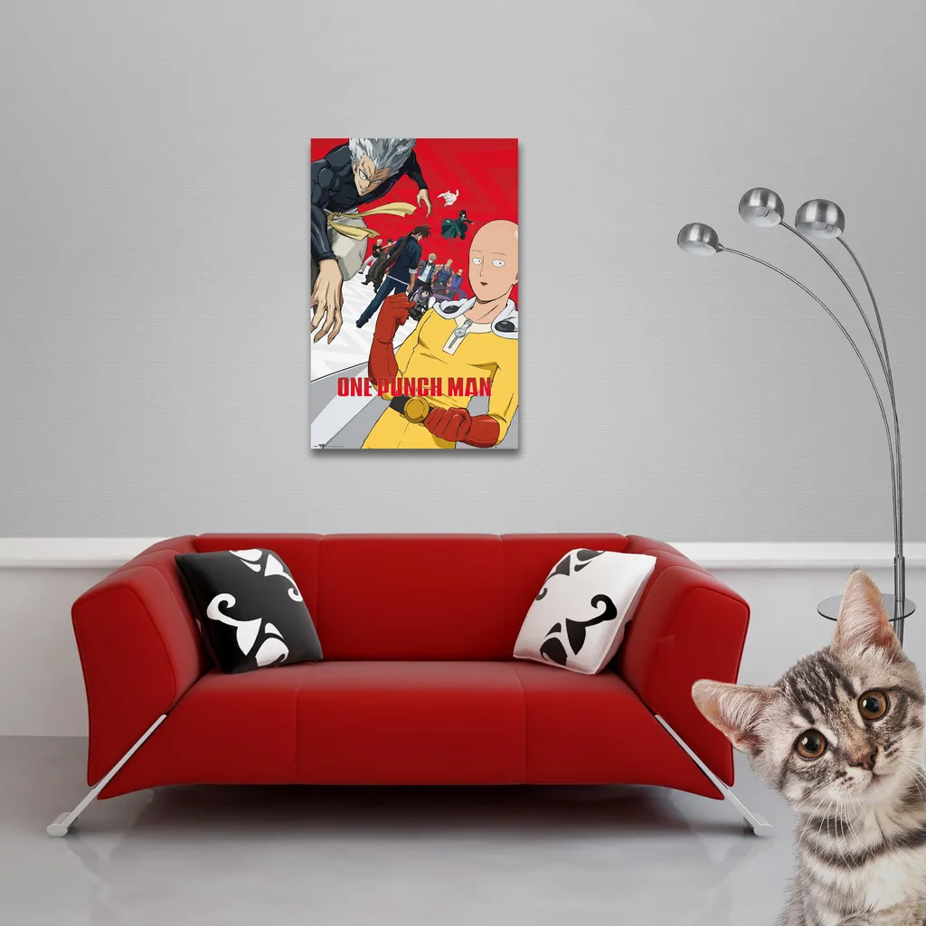 Affiche Murale One Punch Man Saison 2 et Kit de Fixation Premium 63cm