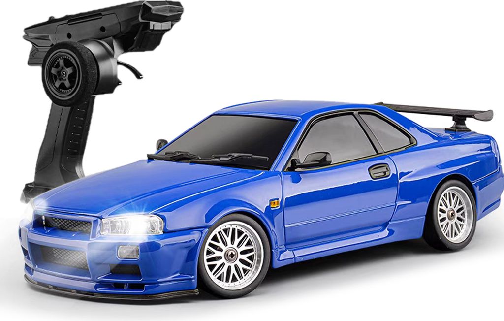 Ferngesteuertes Auto, 2,4 GHz elektrisches Driftfahrzeug-Spielzeug mit Gyroskop, LED-Leuchten, Geschenke fuer Kinder, Jungen und Maedchen