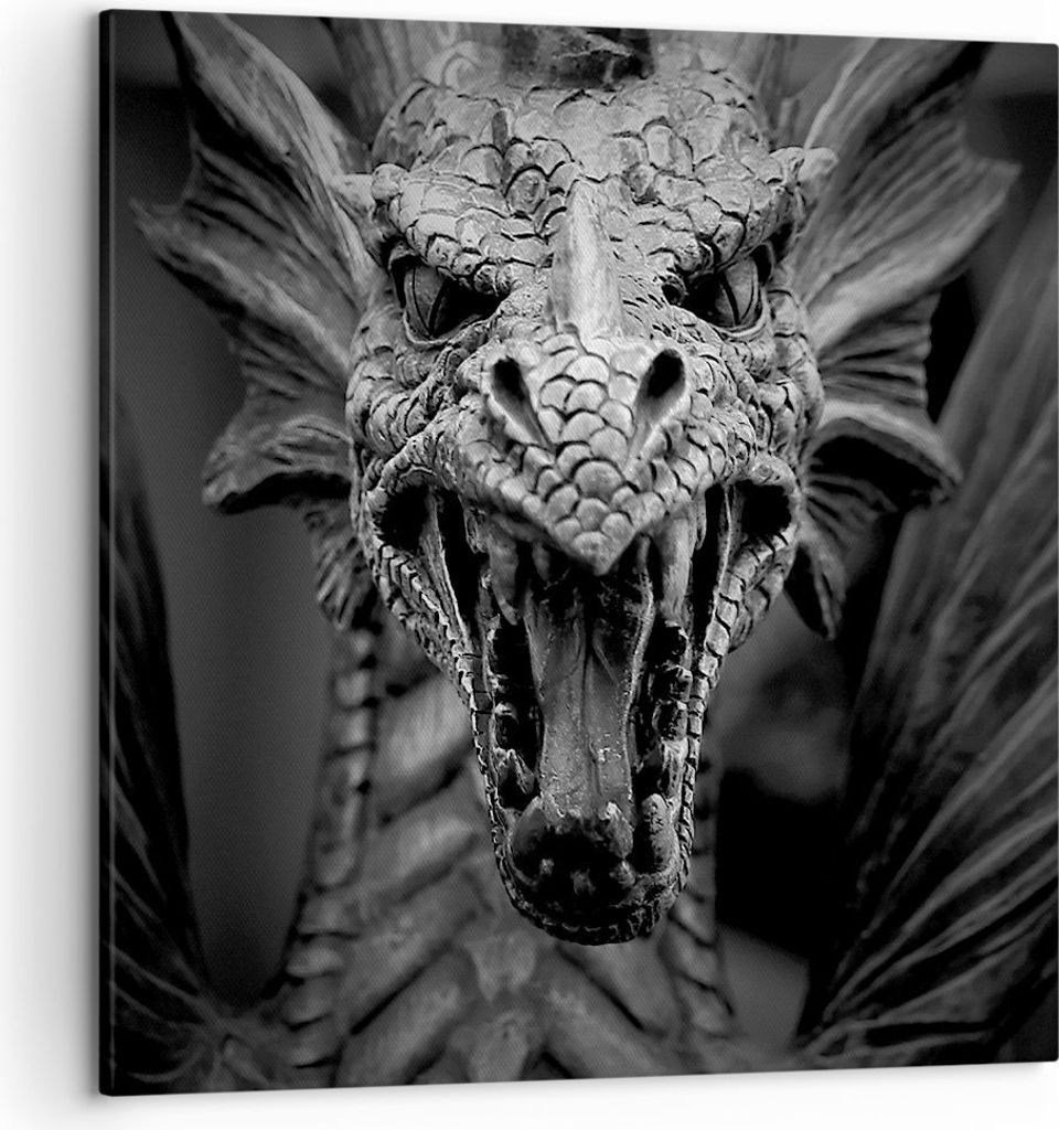 Bild auf Leinwand - Leinwandbild - Drache Kreatur Waage - 50x50cm - Wand Bild - Wanddeko - Leinwanddruck - Bilder - Kunstdruck - Wanddekoration - L...