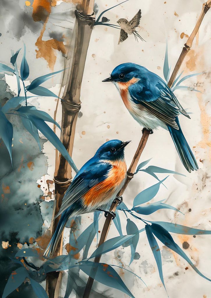 Plakat 29,7x42cm Drei Vögel