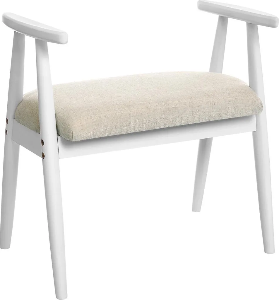 Siège de coiffeuse rembourré blanc avec pieds galbés - Design scandinave