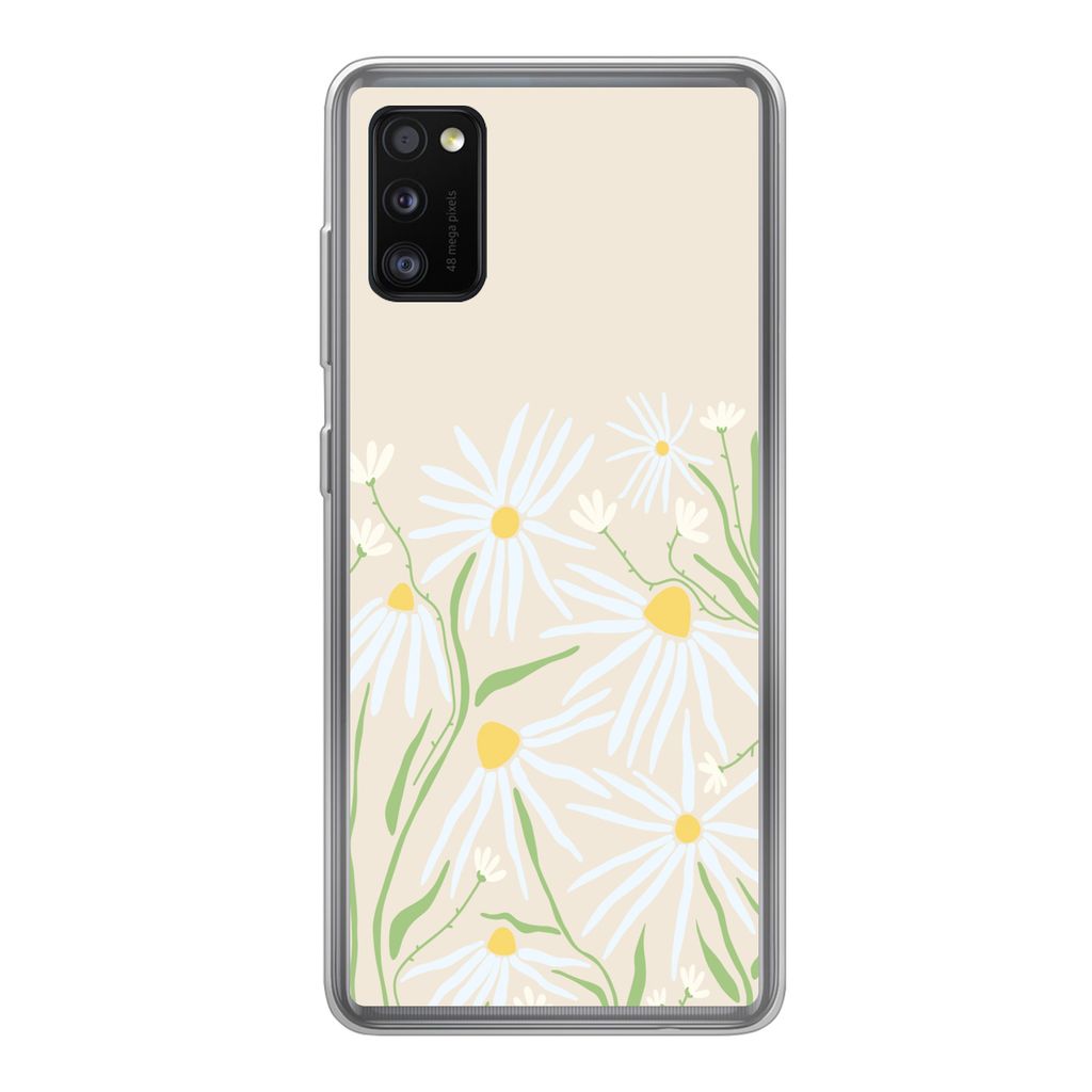 MuchoWow Handyhülle Schutzhülle Hülle für Samsung Galaxy A41 Blume - Muster - Gelb Silikon Softcase Handy Hülle - Mobiltelefon
