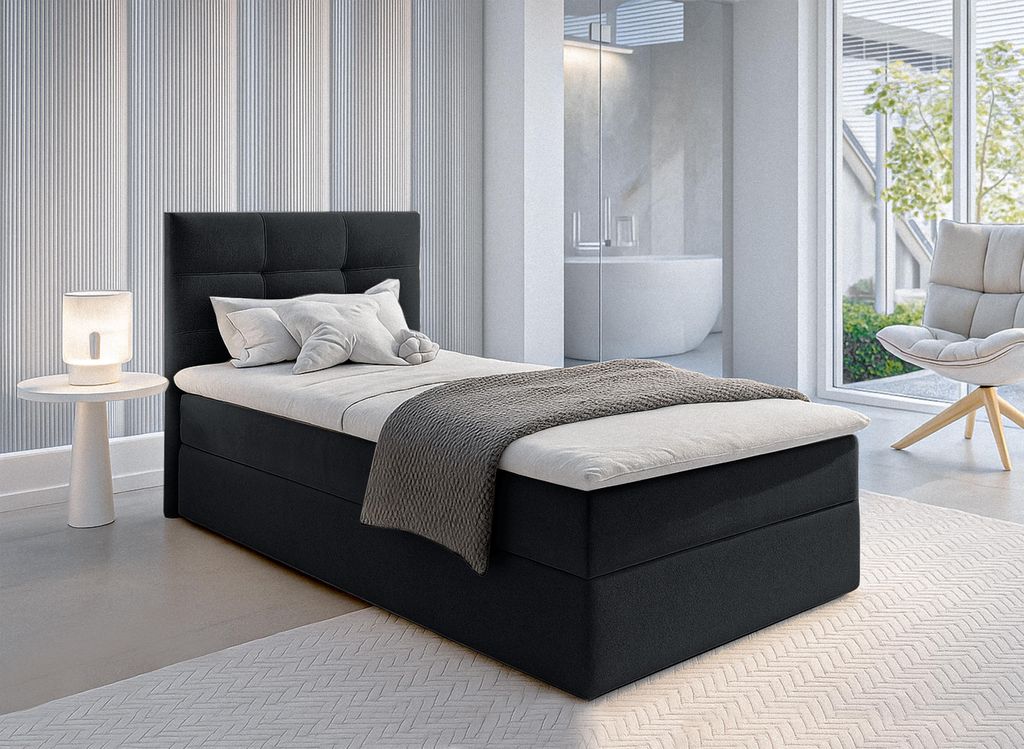 AX LIVING Stauraumbett 120x200 cm Geceteni Boxspringbett Schwarz