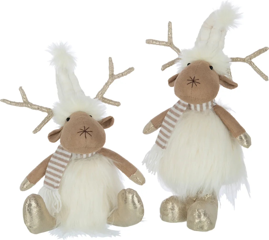 Décoration de Noël Renne Beige et Or pour Centre de Table et Cheminée