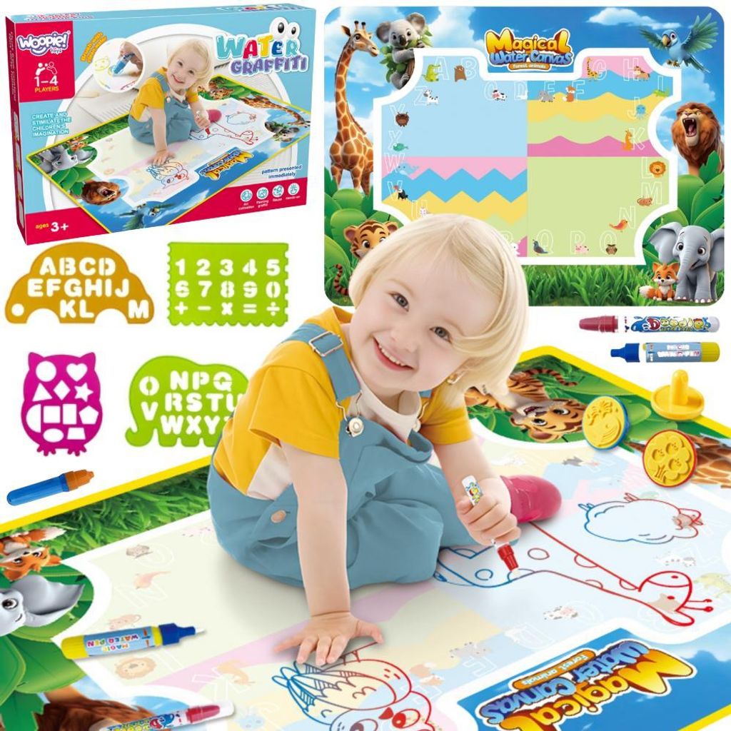 Woopie Safari Wassermalmatte mit Buchstaben und Zahlen
