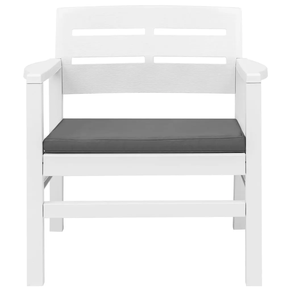 Salon de balcon vidaXL 3 pièces en plastique blanc - Ensemble table chaises - 2