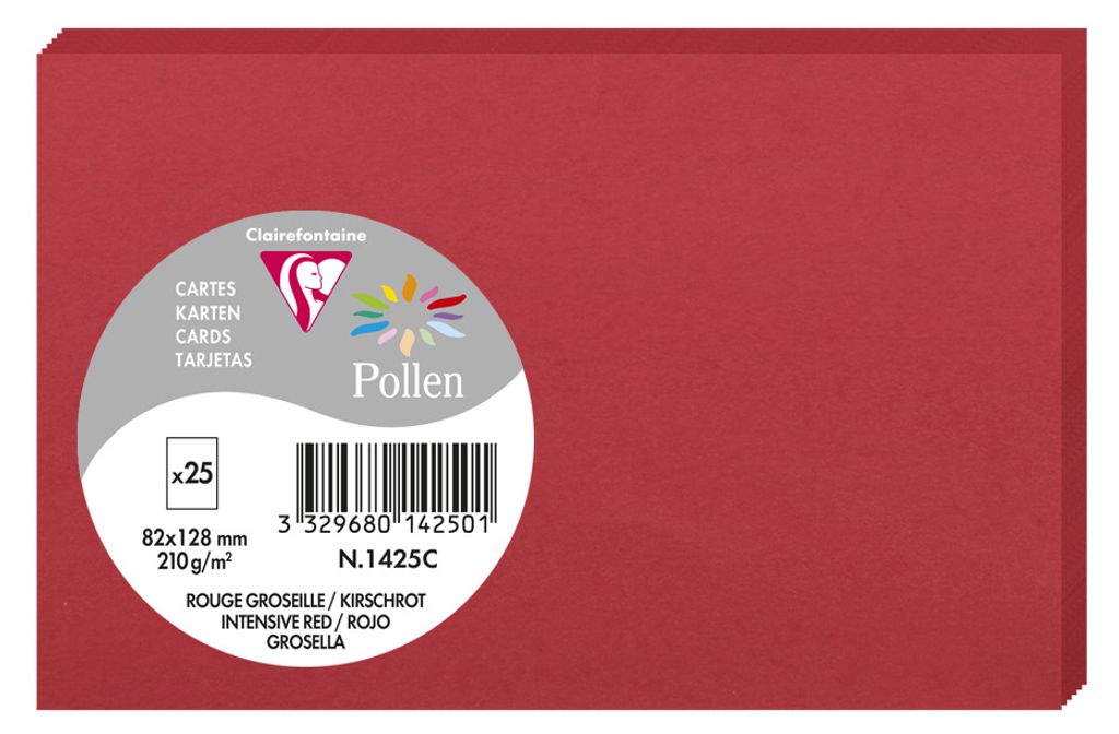 Pollen by Clairefontaine Karte 82 x 128 mm kirschrot 210 g/qm 25 Karten