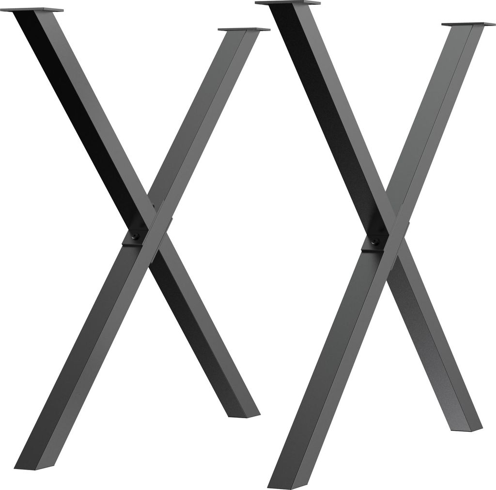 Tischbeine 2 Stück X-Form aus Stahl für Esstisch Schreibtisch Couchtisch Schwarz 72cm stabil und modern,