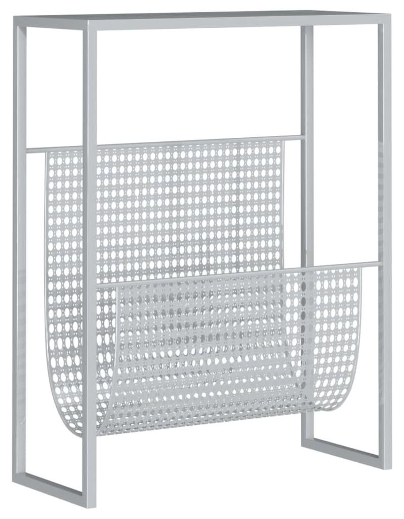 vidaXL Stojan na časopisy stříbrný 35x15x45 cm ocel Obrázek produktu 