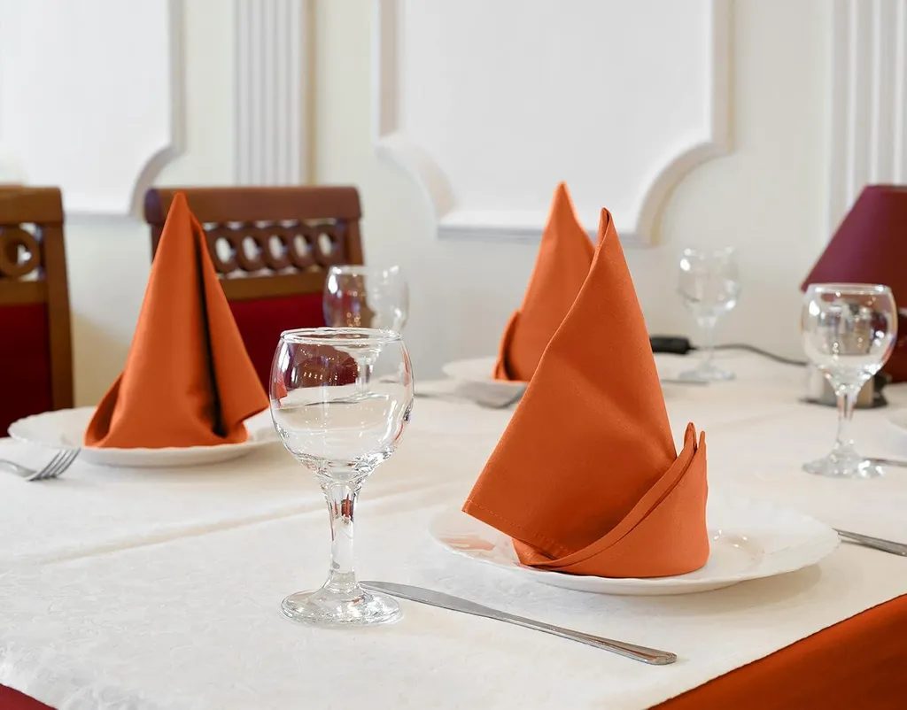Serviettes de table réutilisables orange 46 cm coton mélangé anti-taches