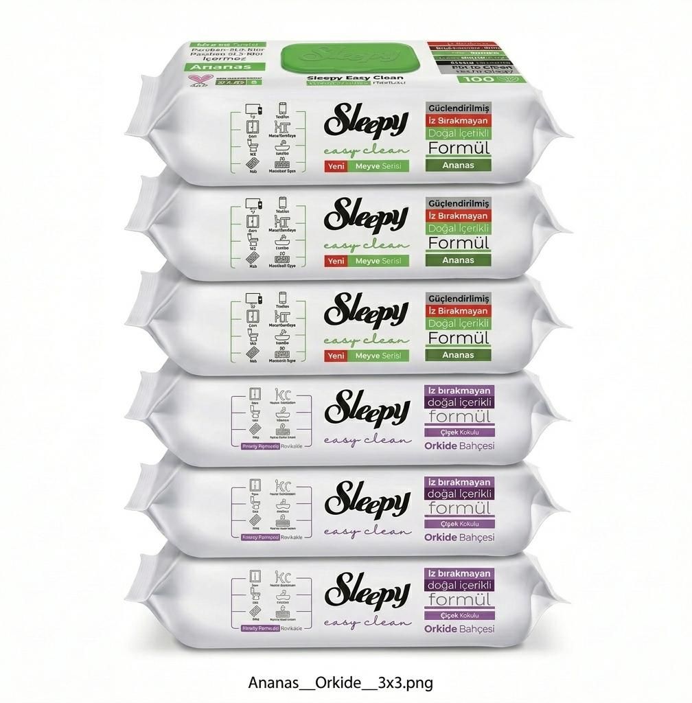Sleepy Easy Clean Oberflächenreinigungstücher – 3x100 Orchidee + 3x100 Anannas | Reinigungstücher Set