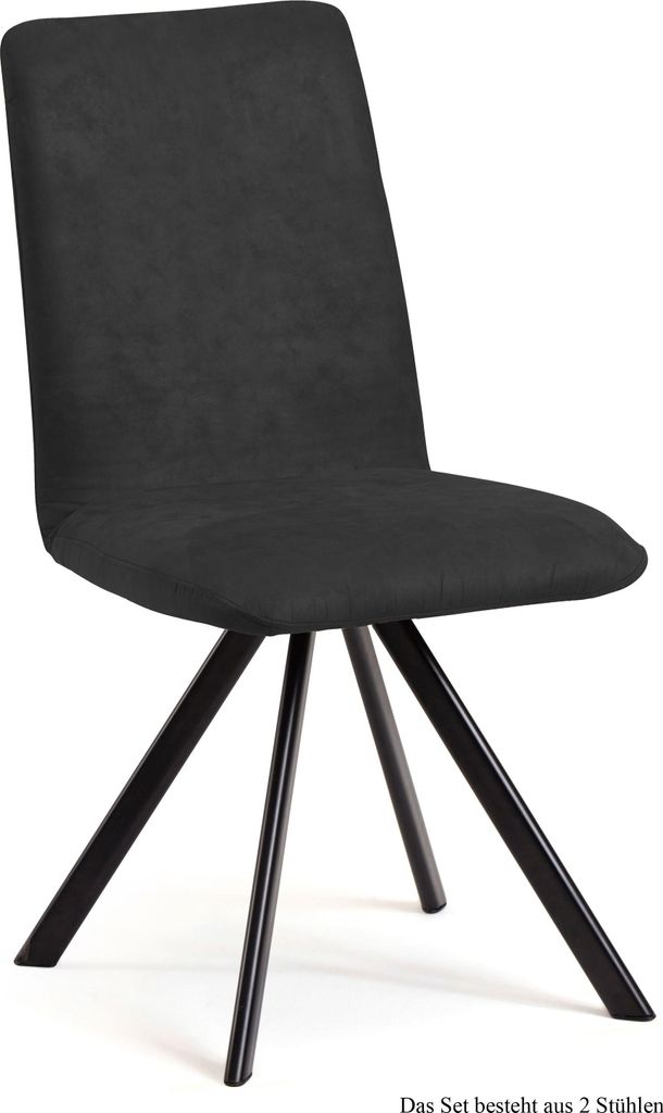 Esszimmerstuhl drehbar (2er-Set) Denny 47x92x60 Schwarz/Anthrazit