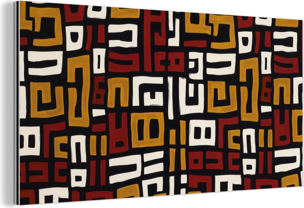 MuchoWow Wanddekoration Metall Metallbild Wandkunst 40x20 cm Abstrakt - Muster - Rot MuchoWow Aluminium Gemälde - Bild - Aluminium