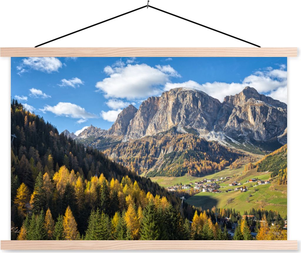 MuchoWow Textilposter Herbst - Dolomiten - Italien 60x40 cm mit holzfarbenen Rahmen - Bilder