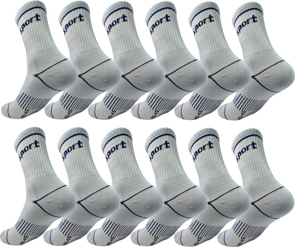 12 Paar Sportsocken Herren Damen – mit Streifen, Produktbild 