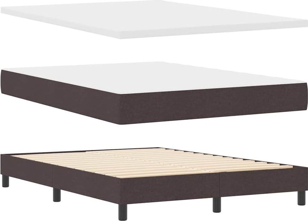 Best Möbel Boxspringbett mit Matratze - modernes Design - Dunkelbraun 140x200 cm Stoff - Doppelbett A3340027