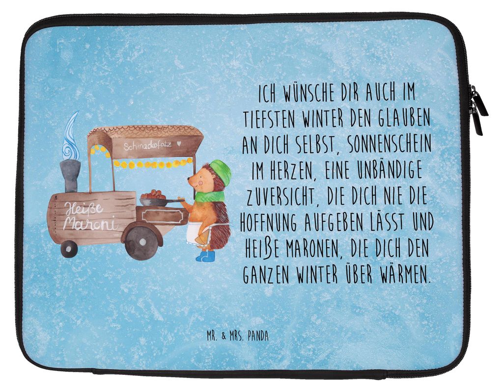 Mr. & Mrs. Panda Hülle Laptop Igel Maronen 27 x 36 cm - Eisblau - Geschenk, Laptoptasche, Computertasche, Sleeve, Weihnachtsmarkt, Tasche, Case, D...