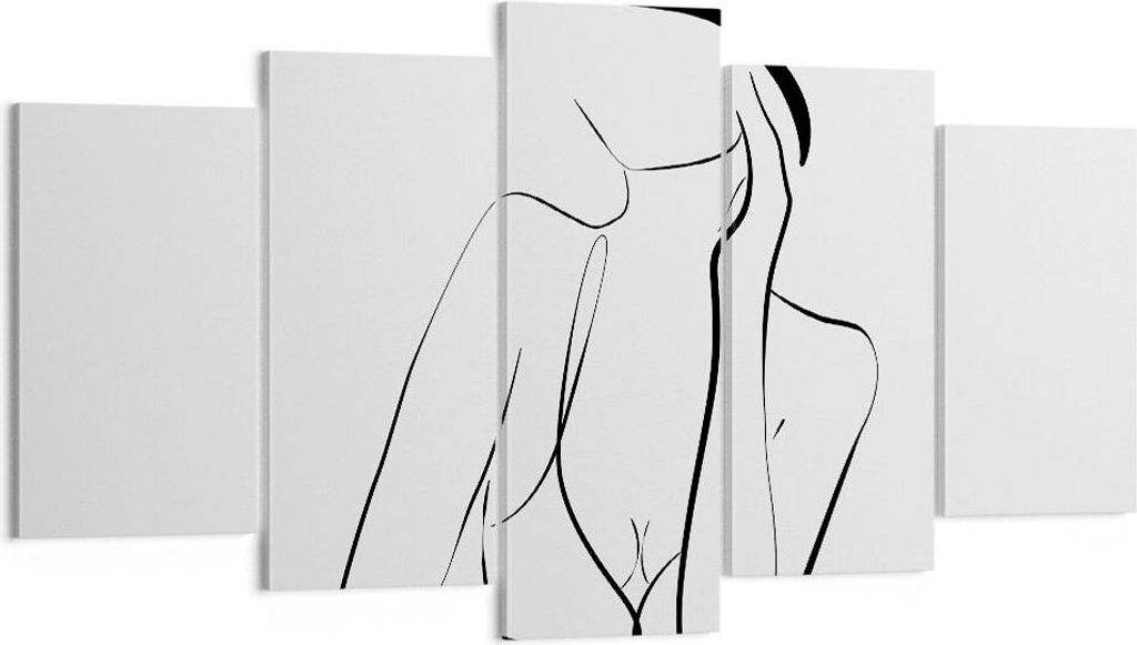Bild auf Leinwand - Leinwandbild - 5 Teile - Frau Linien Minimalismus - 160x85cm - Wand Bild - Wanddeko - Wandbilder - Leinwanddruck - Bilder - Wan...