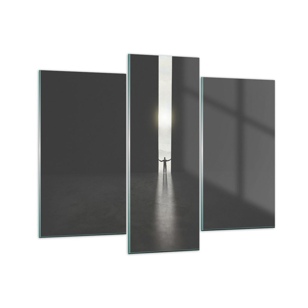 Bilder auf glas - 3 Teile - Tor Mensch Licht - 130x100cm - Glasbilder - Wandbilder - Bilder - zum Aufhängen bereit - Wanddekoration aus Glas - Gla...