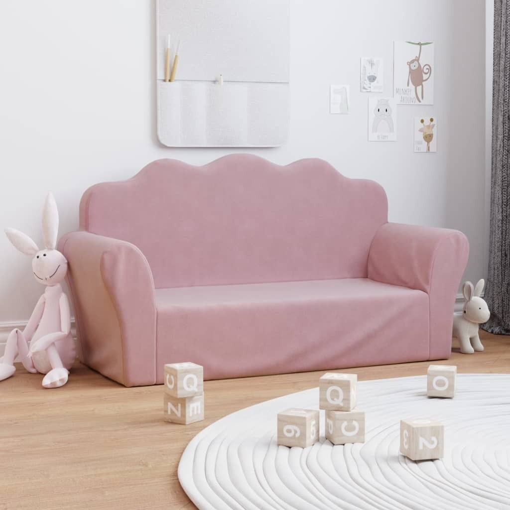 Cloris DesignMöbel Kindersofa 2-Sitzer Rosa Weich Plüsch , Kinderschränke 2024 Neu