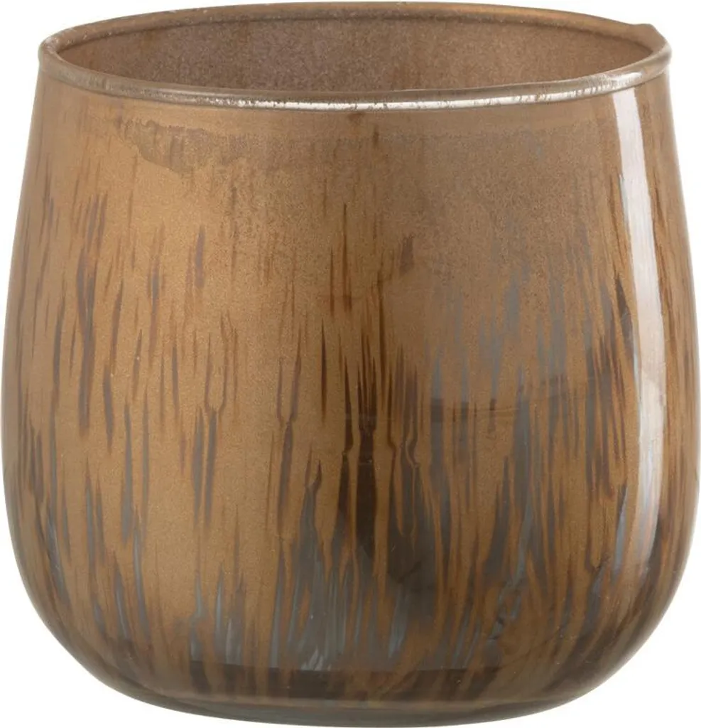 Petit Porte-bougie Verre Antique Marron J-Line Ø 8 cm Déco Design