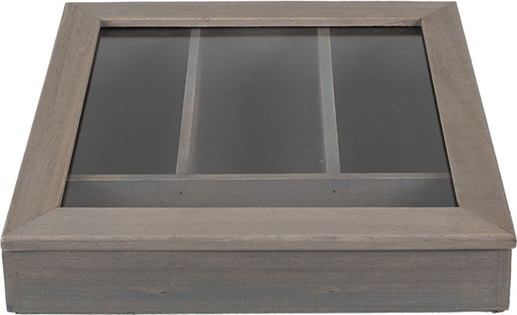Clayre & Eef Besteckkasten 30x30x8 cm Grau Holz