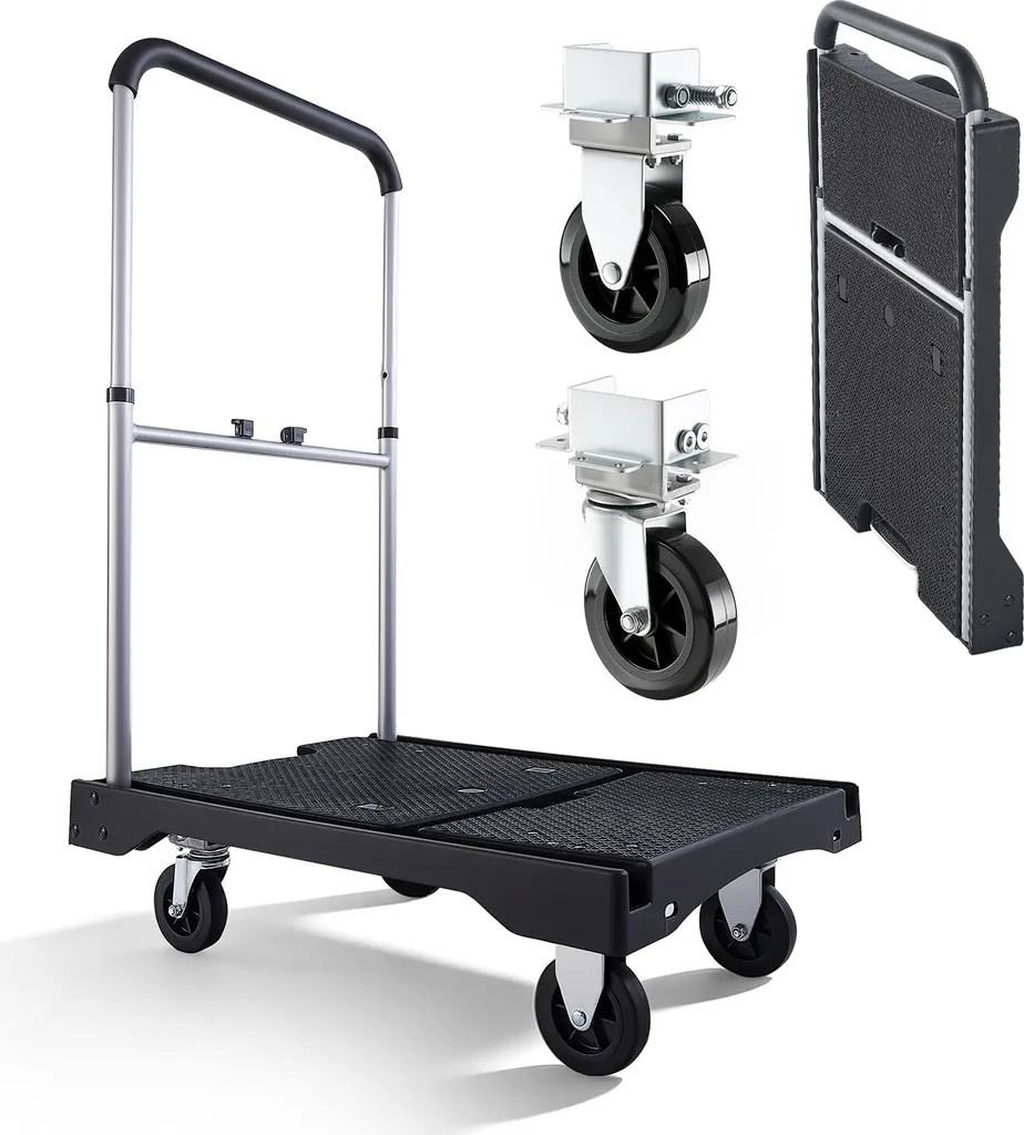 Chariot à plate-forme pliable VEVOR 150 kg : Transport compact 680x495 mm