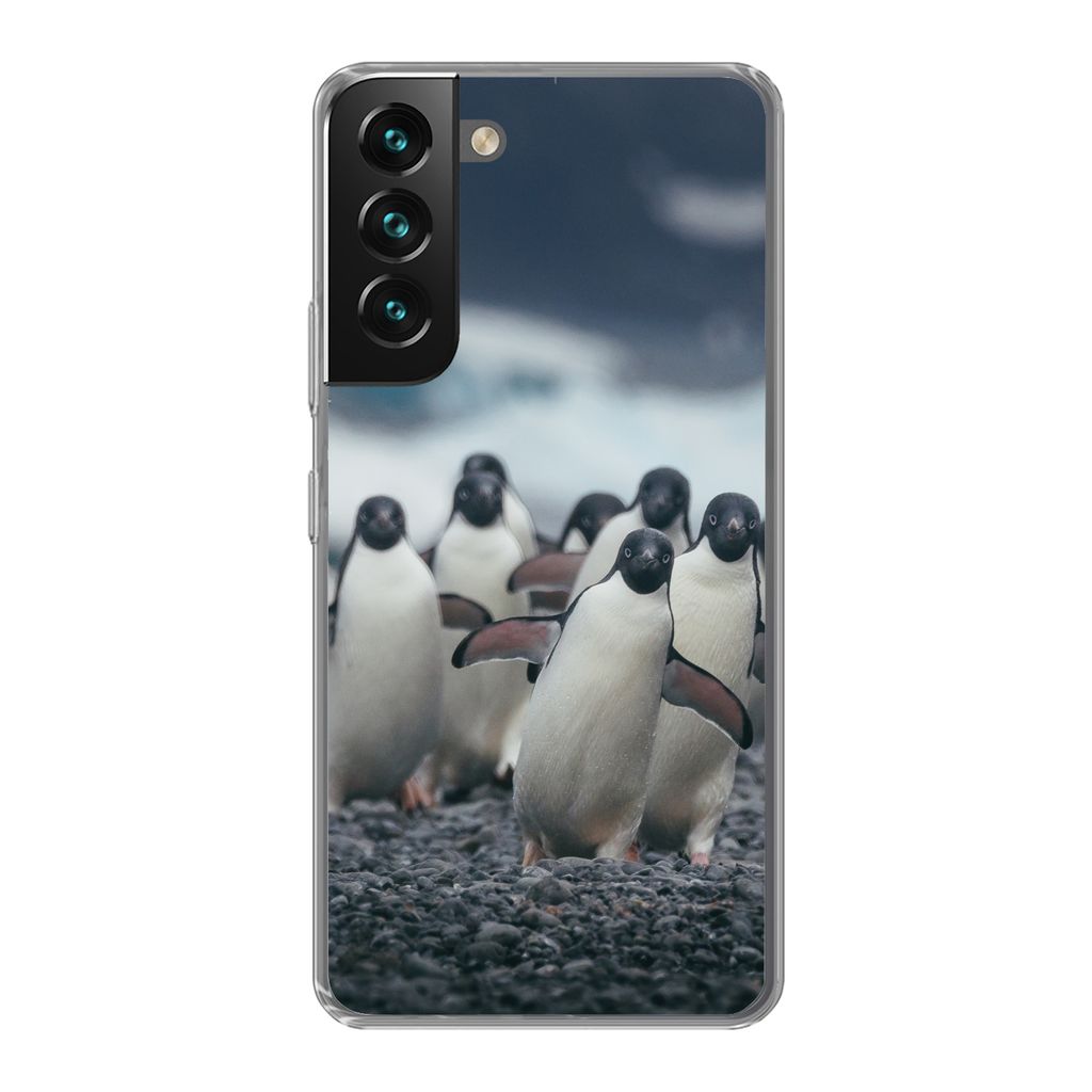 MuchoWow Handyhülle Schutzhülle Hülle für Samsung Galaxy S22 Plus Adeliepinguine am Strand Silikon Softcase Handy Hülle - Schutzabdeckung