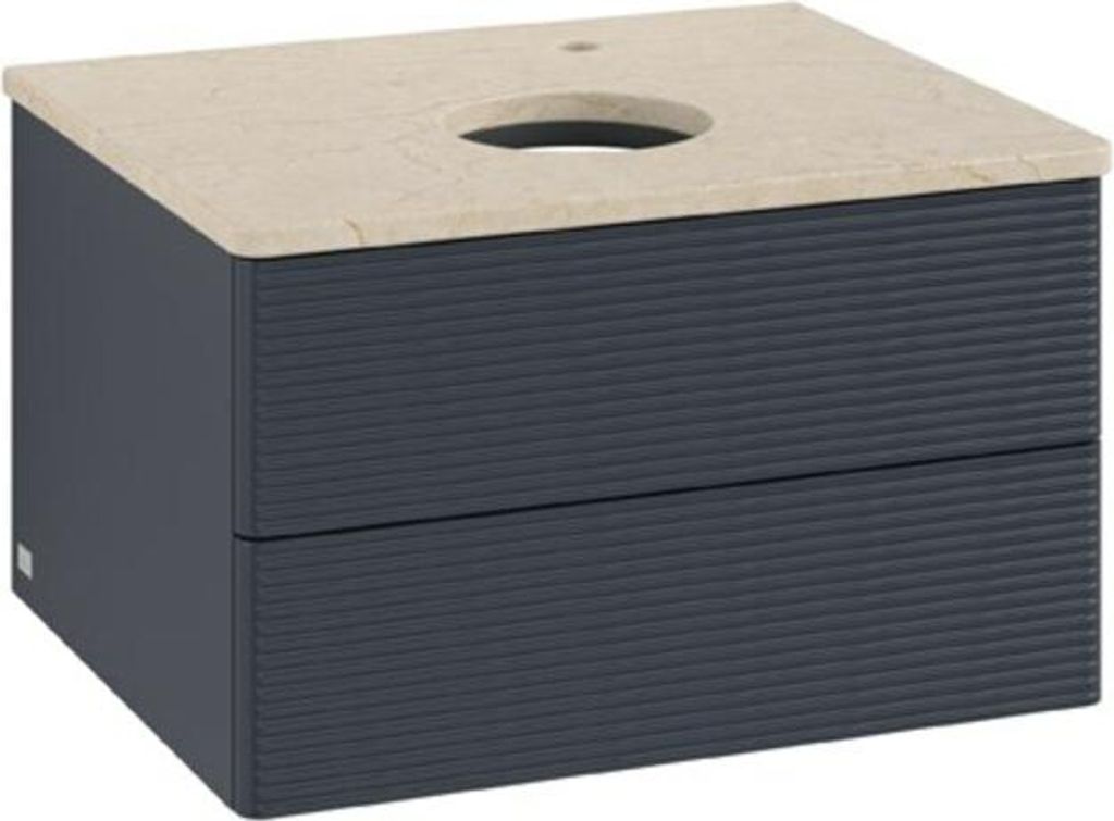 V&B Waschtischunterschrank mit Frontstruktur Antao 60x36x50cm, HL, WBP botti., md bl. m Lac