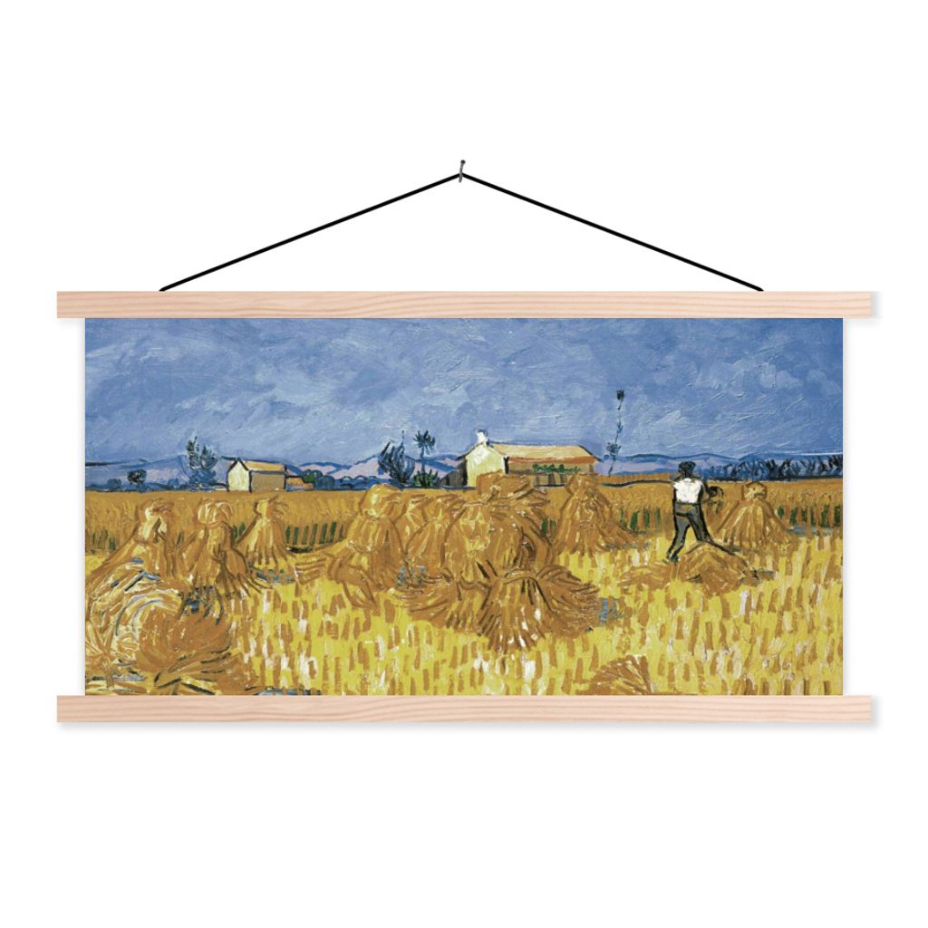 MuchoWow Textilposter Weinlese in der Provence - Vincent van Gogh 60x30 cm mit holzfarbenen Rahmen - Dekoration