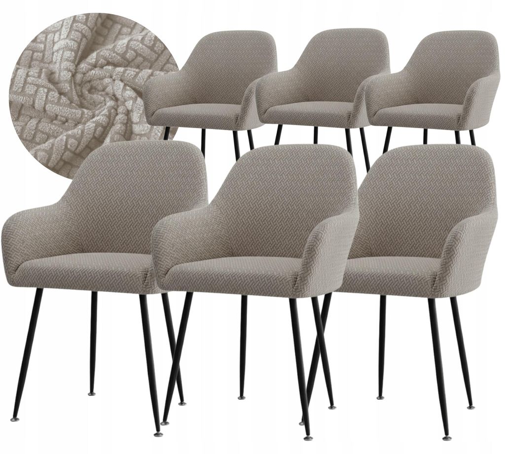6er Set Stuhlhusse - Graubeige - für Schalenstuhl mit Produktbild 