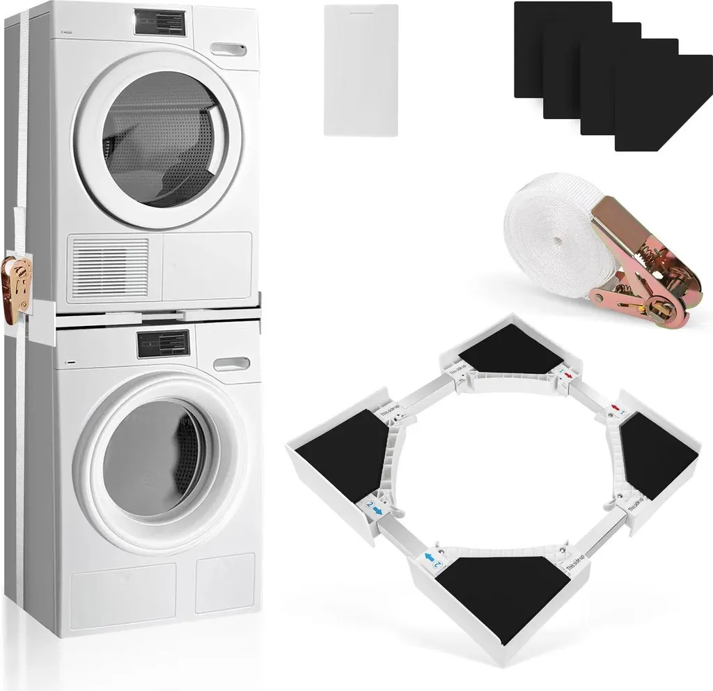 Support de superposition réglable blanc pour colonne de lavage anti-vibration