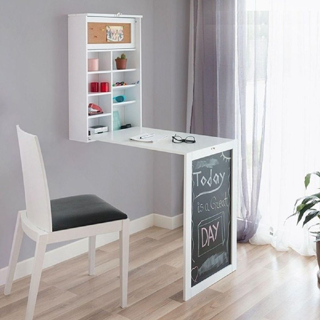 Skládací nástěnný psací stůl - bílý - 50 x 155 x 93 cm Obrázek produktu 