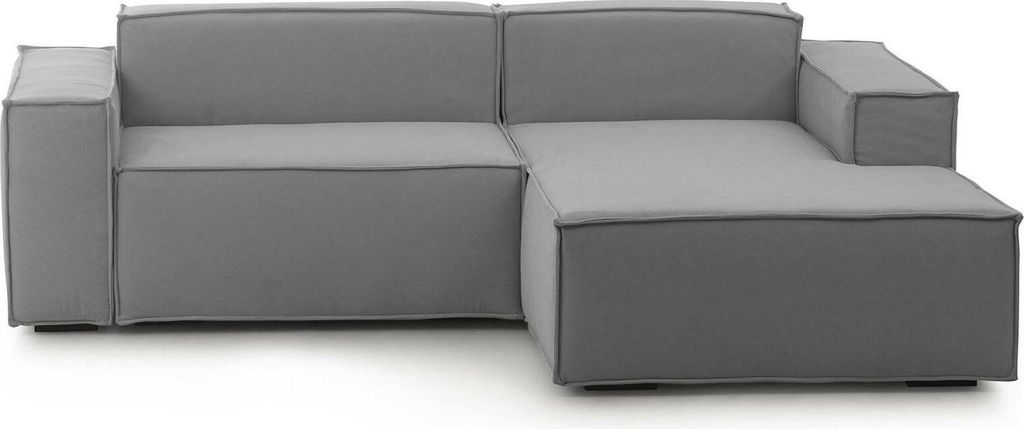 Festes Sofa Patrizia, Modulares 2-Sitzer-Sofa mit rechter Halbinsel, 100% Italy, Modernes Sofa aus Stoff, Cm 220x170h70, Grau