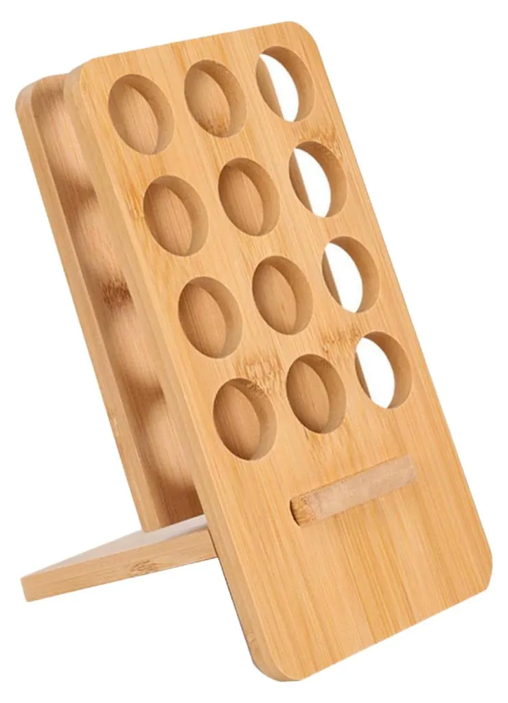 Présentoir huiles essentielles en bois 12 trous pour rangement de bureau