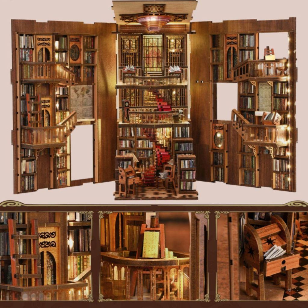 Abbey Library Minicity DIY Book Nook miniatúrny domček 3D Obrázok produktu 