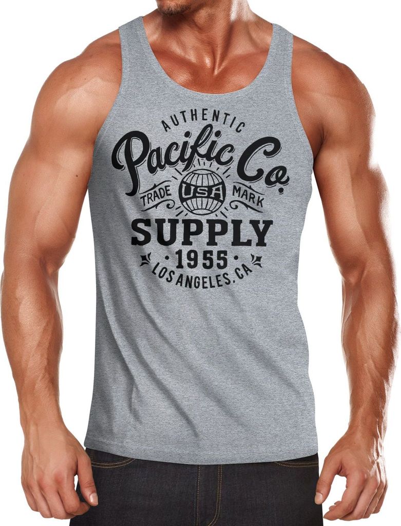Herren Tank-Top Los Angeles USA Retro Vintage Design Muskelshirt Bedruckt Muscle Shirt Neverless grau M