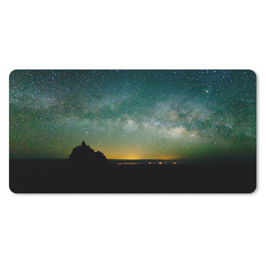 MuchoWow Schreibtischunterlage Universum - Sternenhimmel - Grün - Jungen - Mädchen - Kinder 80x40 cm - XXL Mauspad - Gaming Mauspad