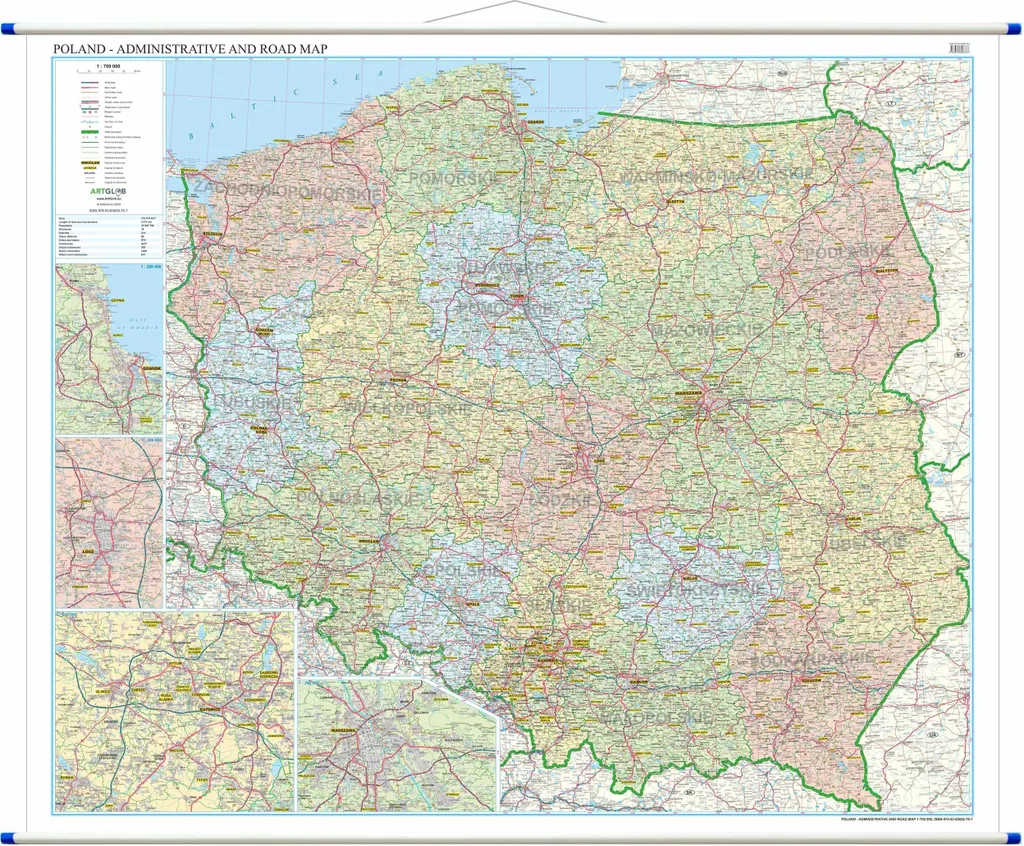 Carte routière Pologne échelle 1:700.000 pour planification de voyage