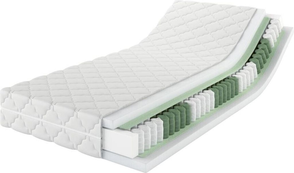 MSS e.K. MedicSpring 2-in-1 Taschenfederkernmatratze 80 x 200 x 21 cm, 7-Zonen Federkernmatratze mit Komfortschaum und Microfaser-Bezug, Matratze f...