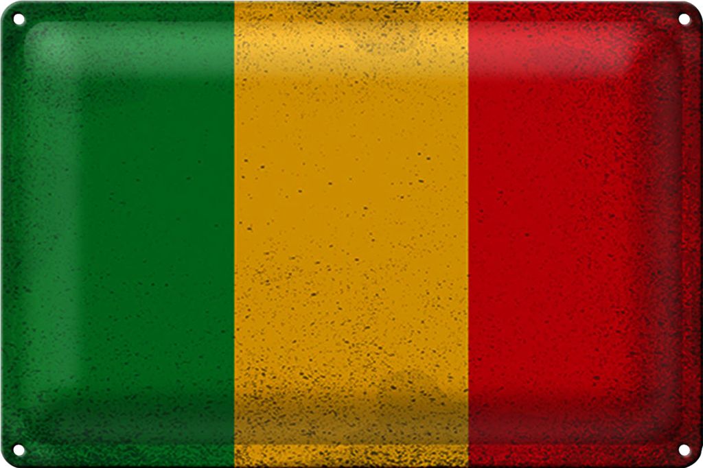 Blechschild Flagge Mali 18x12cm Flag of Mali Vintage