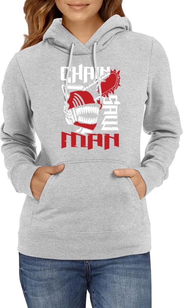 Damen Kapuzenpullover Manga Japan Anime Comics Animation Chainsaw Anime manga Man 08, Lady XS / Grau
