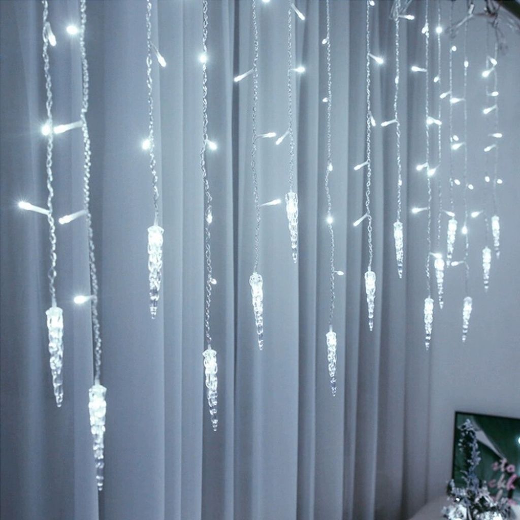 LED Eiszapfen Lichtervorhang Weiß Lichterkette 8 Lichtmodi mit Timer Wasserdicht Party Garten Fenster Weihnachten Deko