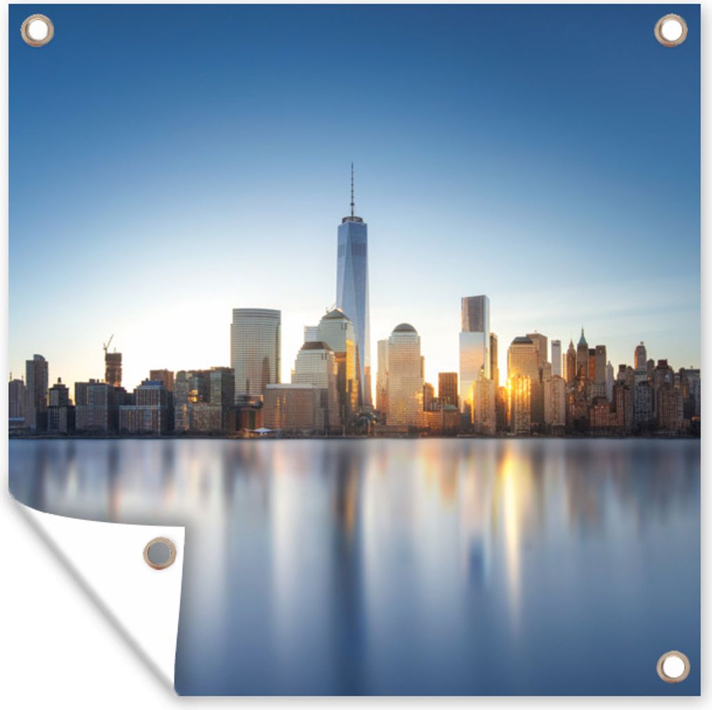MuchoWow 50x50 cm Outdoor-Poster Gartendeko Sichtschutz Garten Poster für den Garten New York - Skyline - Wasser