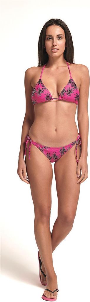 Sorbetto Damen Triangle-Bikini zum Schüren mit tollem Print, Bikini Pink Palmen, Gr. S
