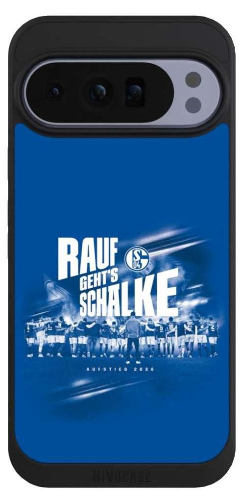 NIVOCASE Handyhülle für Google Pixel 10 Pro XL Hülle NIVOpure Case Schwarz Aufstieg FC Schalke 04 Offizielles Lizenzprodukt